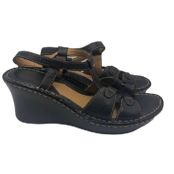 Brown's Landing Women's Brown Leather Wedge Sandals 8M Baylee - Picture 1 of 14